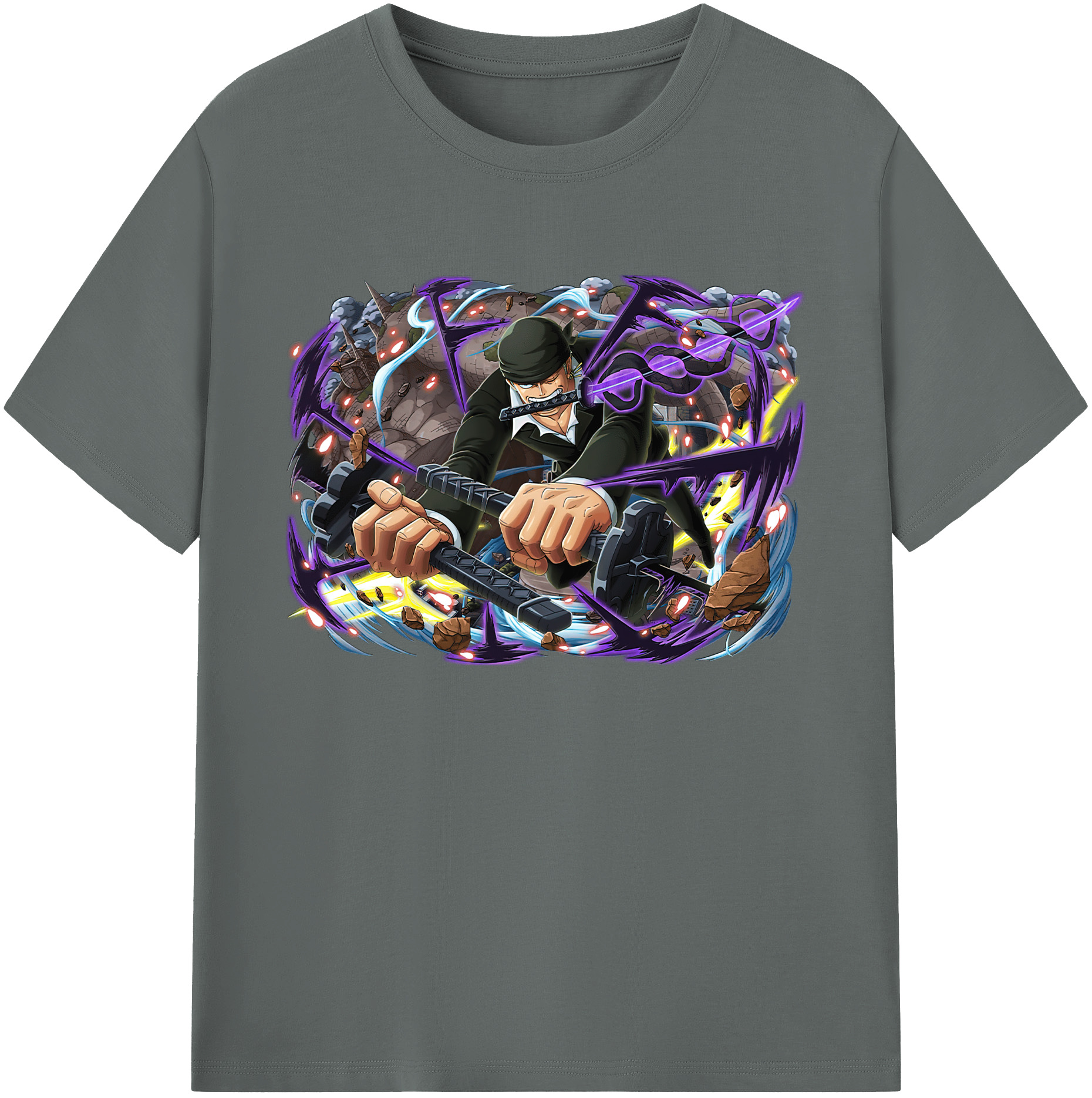 ワンピース ロロノア・ゾロ ONE PIECE Roronoa Zoro 綿100％ メンズ半袖Tシャツ｜肌触りやわらか＆通気性